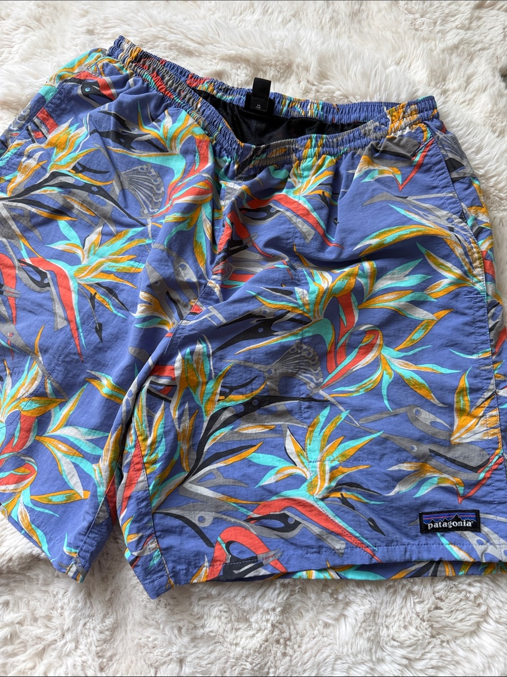Patagonia Men’s Purple Tropical Print Swim Shorts